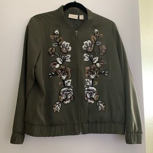 Chico’s Embroidered Bomber Jacket